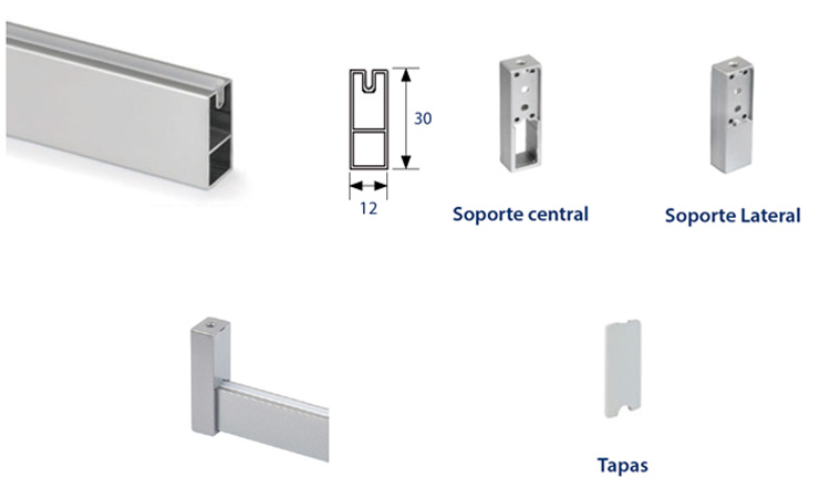 Sistemas de sujeción - Metro tubo rectangular armario